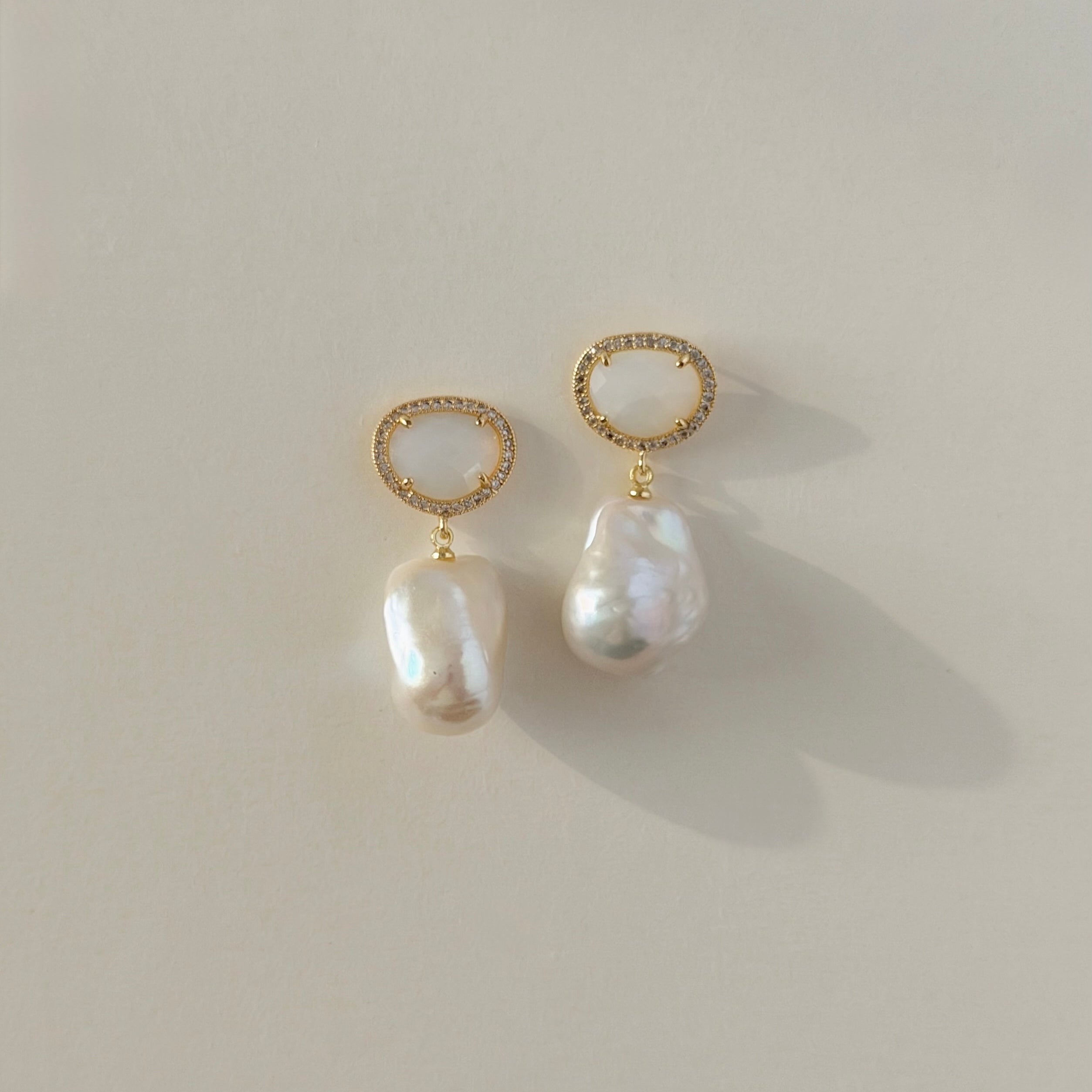 HAZEL White Opal Earrings