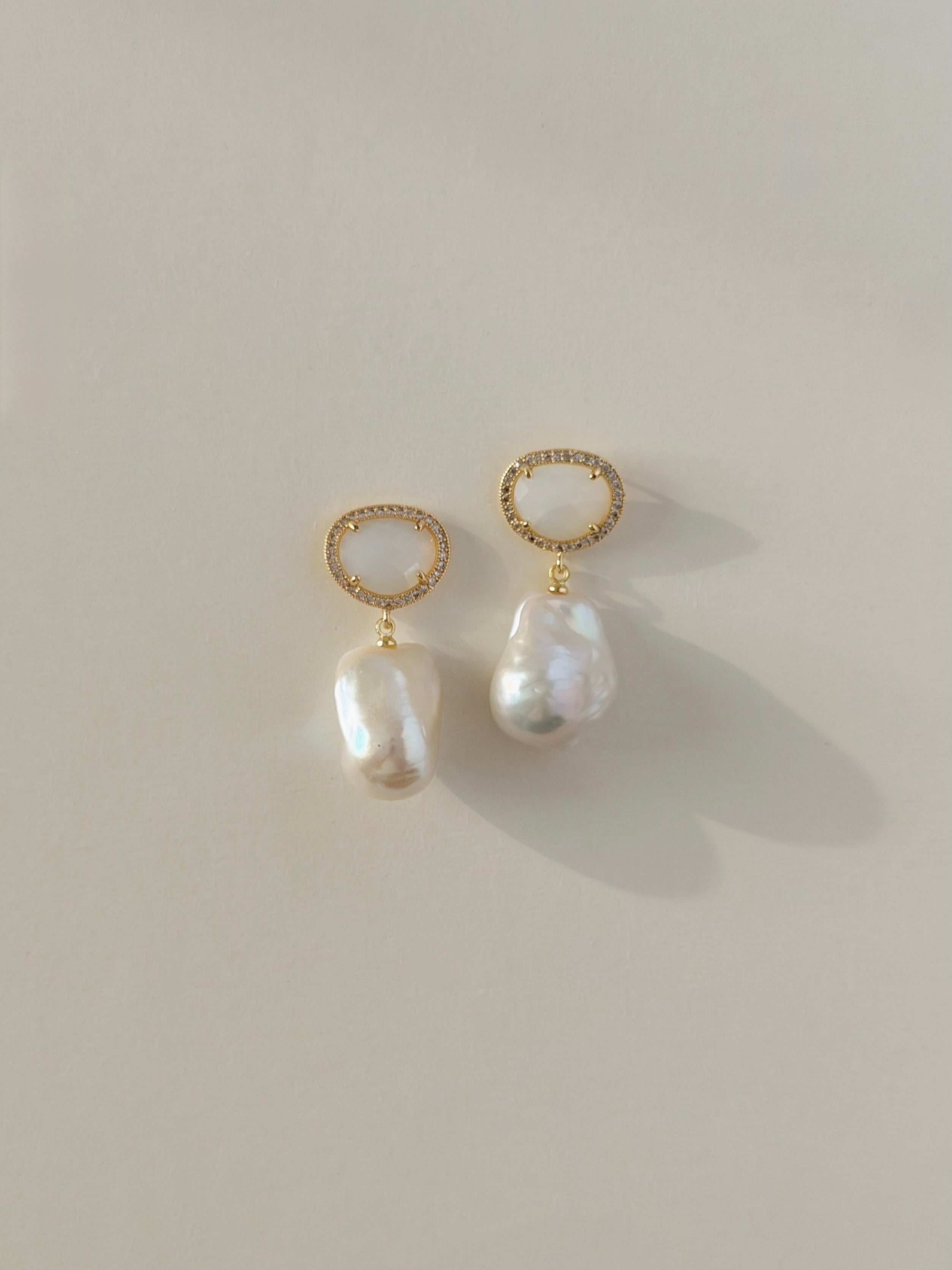 HAZEL White Opal Earrings