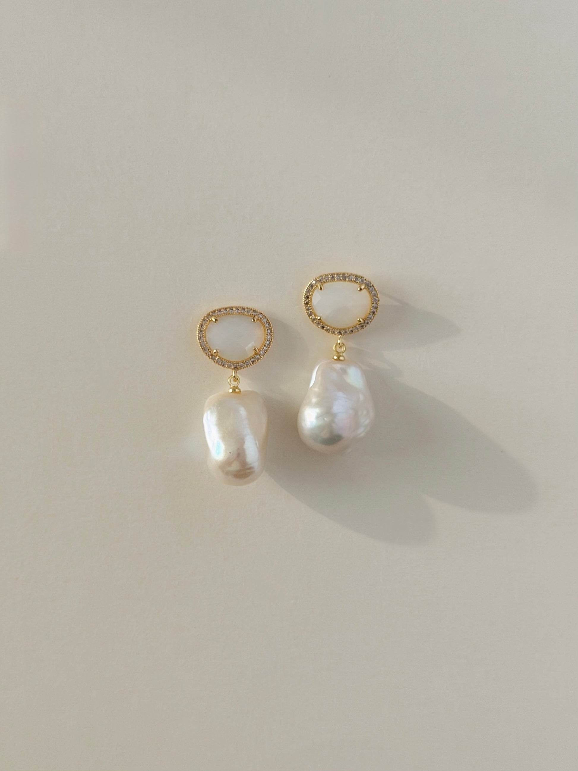 HAZEL White Opal Earrings